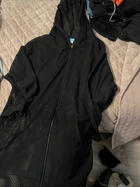 Dotti Black Mesh Hooded Zip-Up with Star Charm